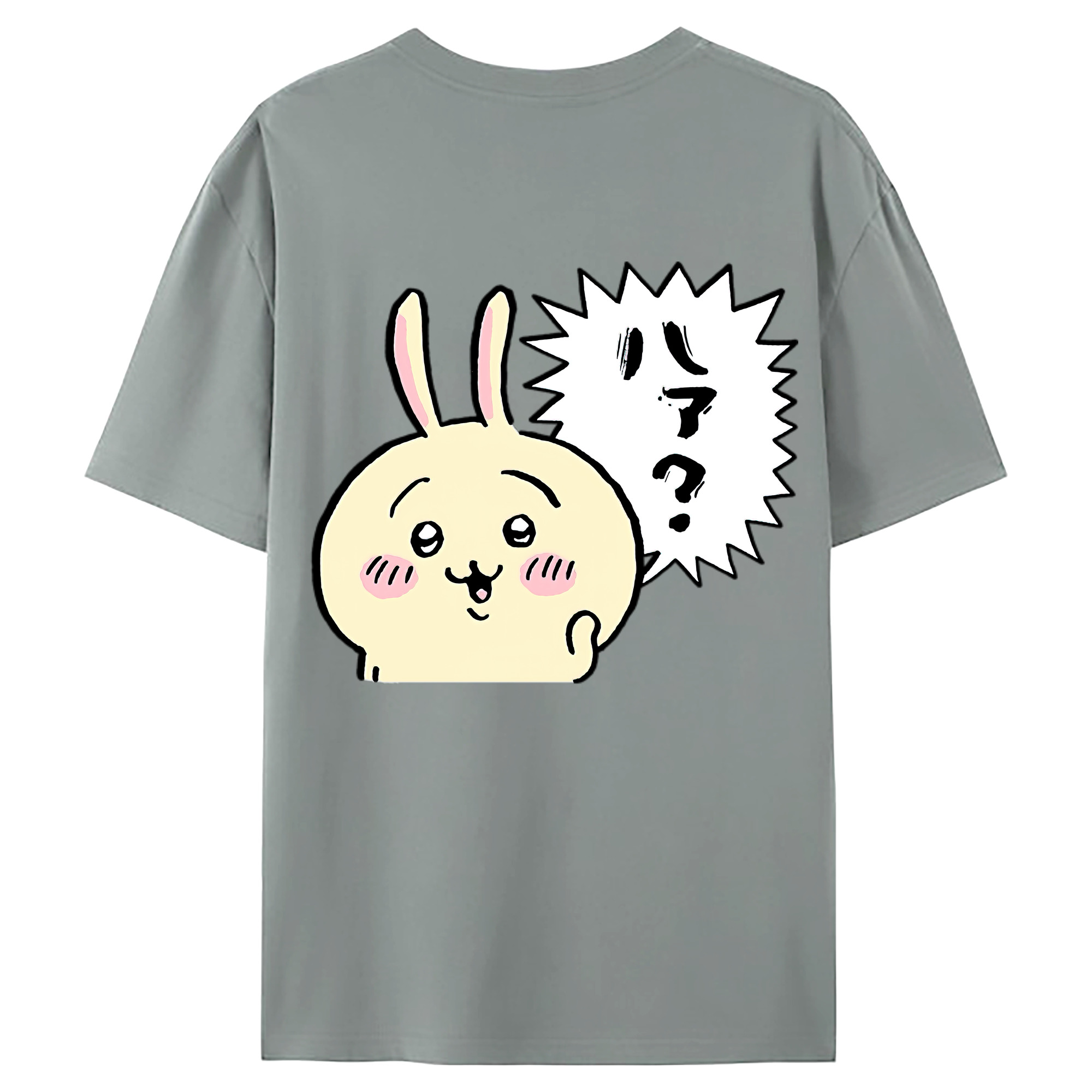（画像用） ちいかわ うさぎ Chii-kawa usagi 綿100％ メンズ半袖Tシャツ（バックプリント） 通気性